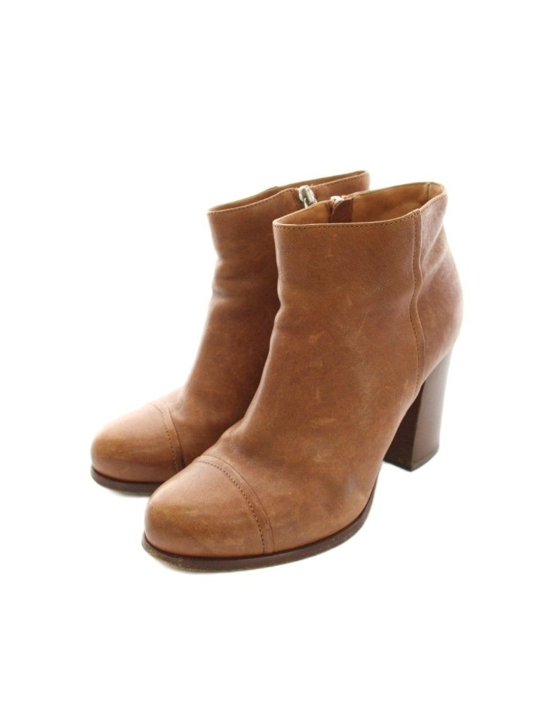 Prada Short Boots Ankle Leather 35.5 Brown Ym